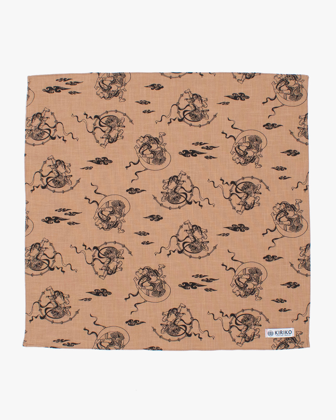 Kiriko Original Bandana, Classic, Fujin and Raijin, Tan