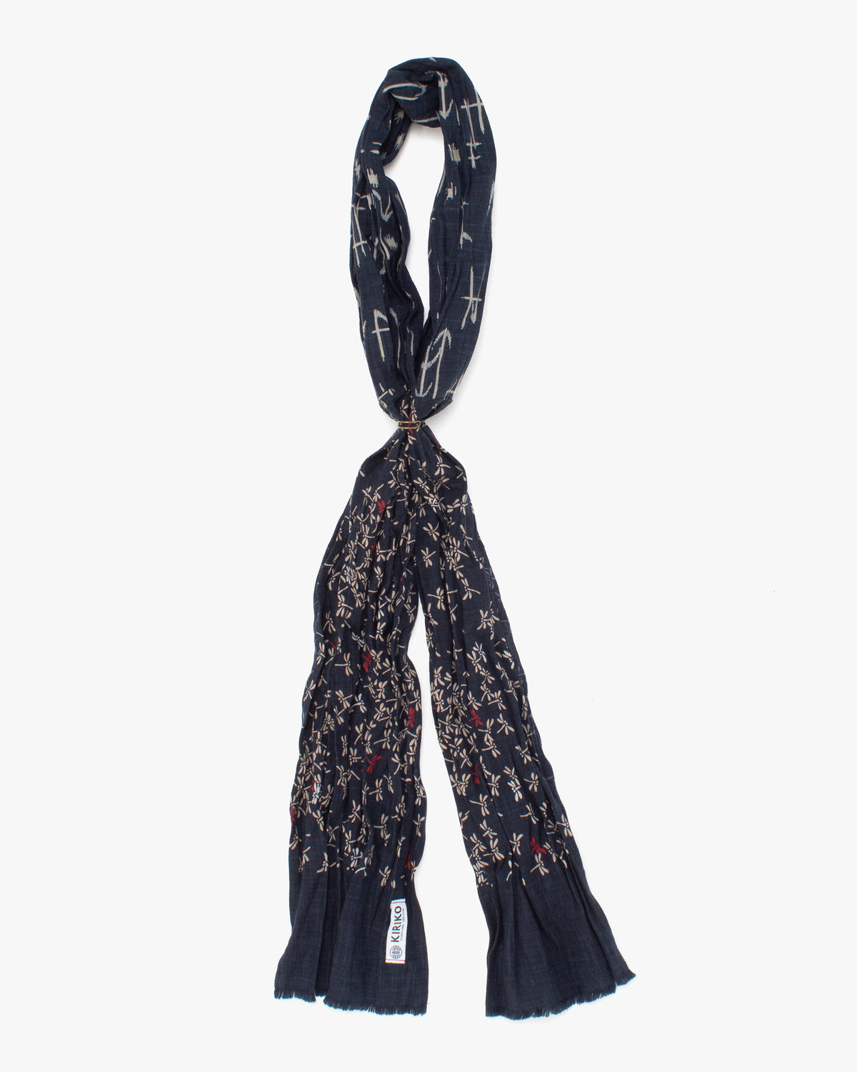 Kiriko Original Scarf, Kiji, Indigo Tonbo with Red and Arrows