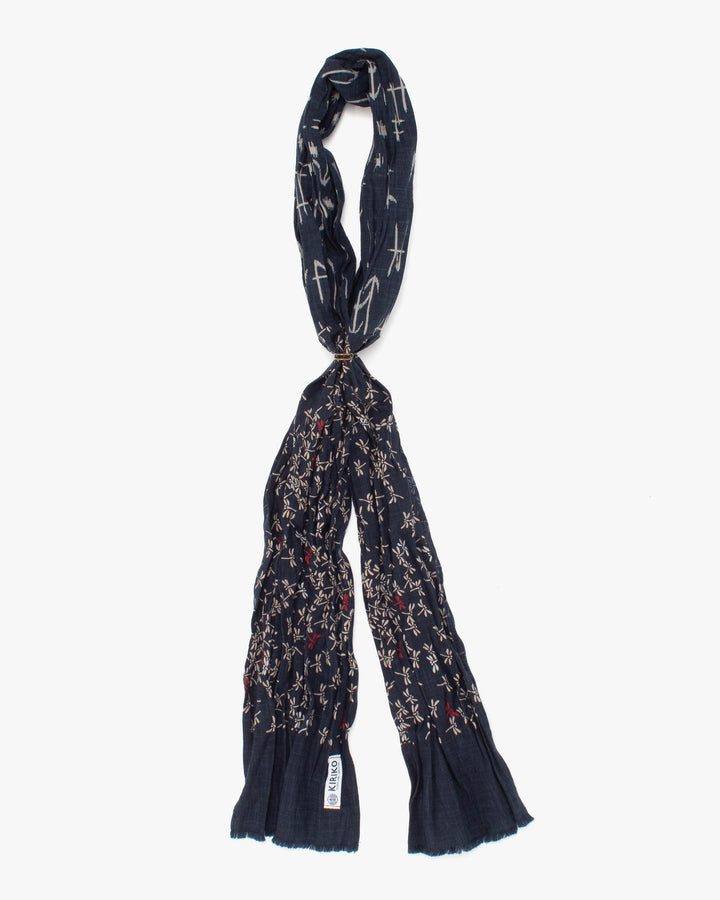 Kiriko Original Scarf, Kiji, Indigo Tonbo with Red and Arrows