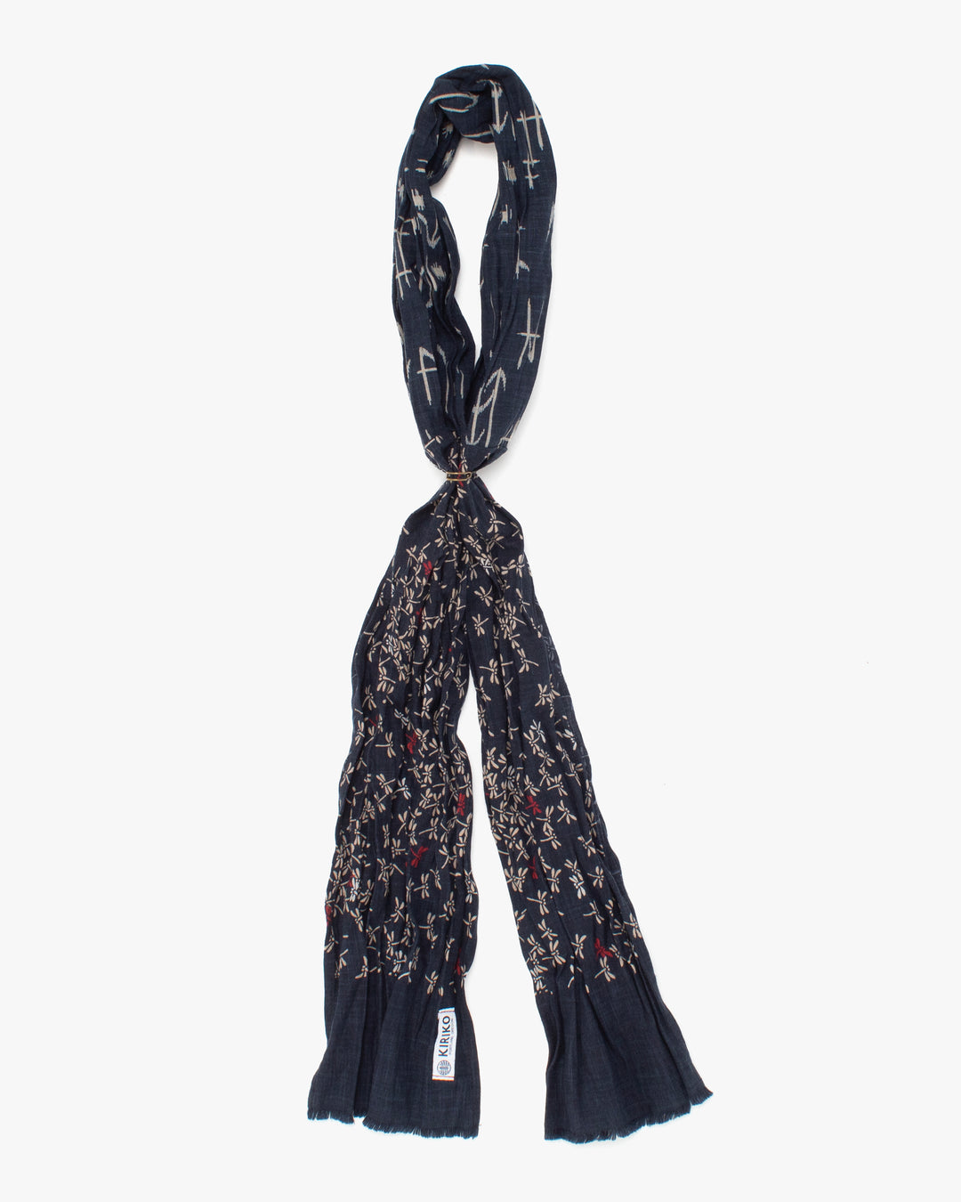 Kiriko Original Scarf, Kiji, Indigo Tonbo with Red and Arrows