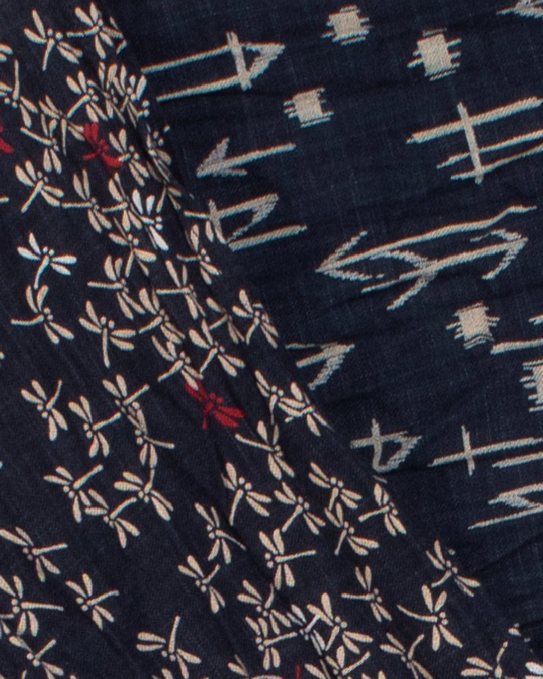 Kiriko Original Scarf, Kiji, Indigo Tonbo with Red and Arrows
