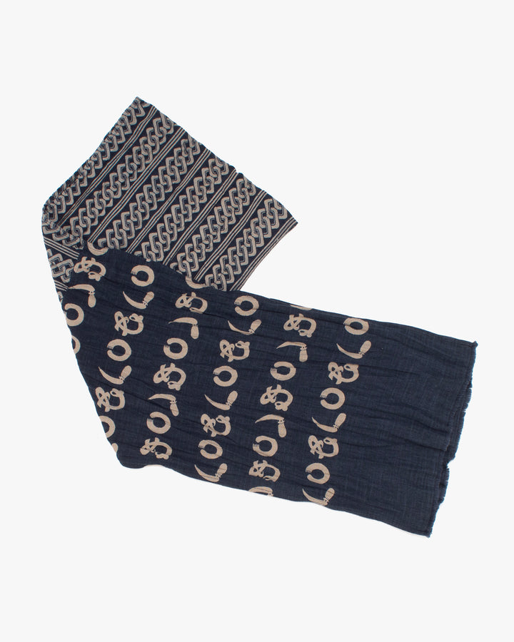 Kiriko Original Scarf, Kiji, Indigo Kamawanu and Yoshiwara shima
