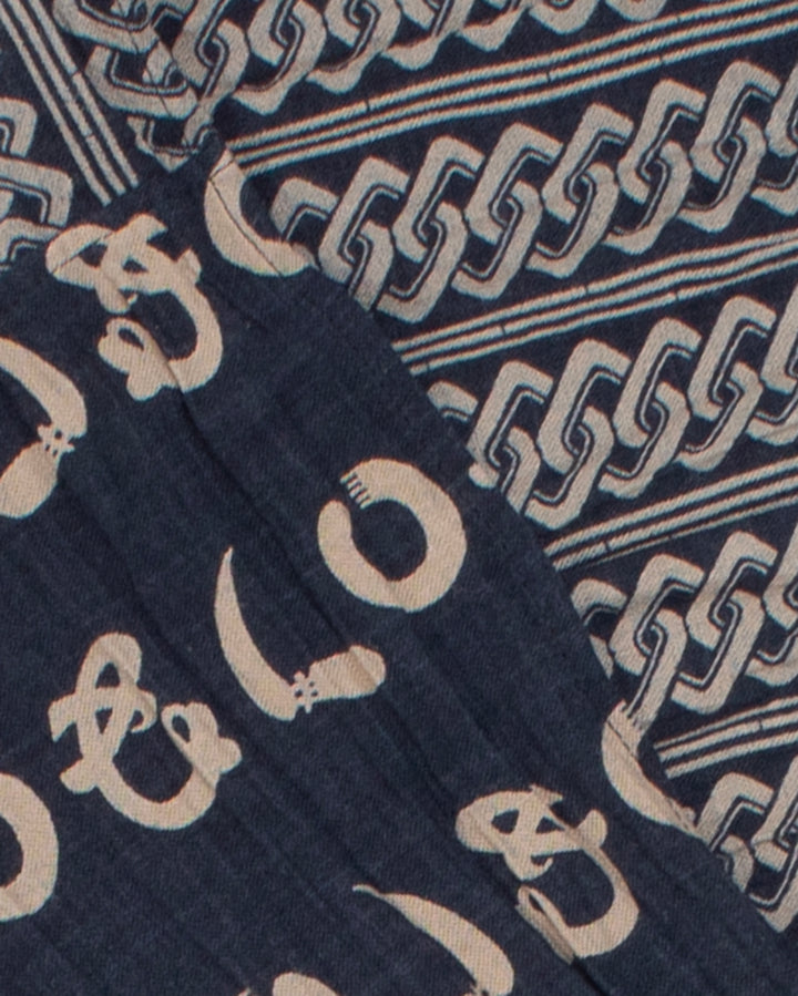 Kiriko Original Scarf, Kiji, Indigo Kamawanu and Yoshiwara shima