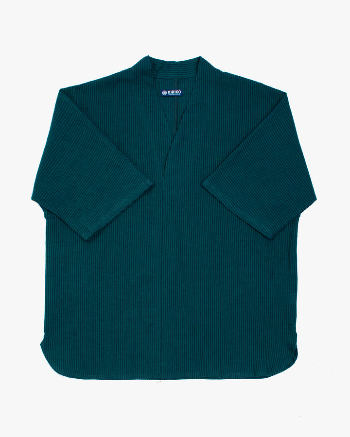 Kiriko x ToK, V-Neck Tunic, Teal with Indigo Shima