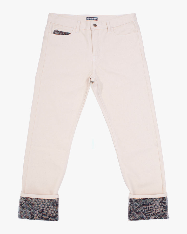 Kiriko Original Canvas Pants, US Made 12.8 oz., Cream, Small Multi