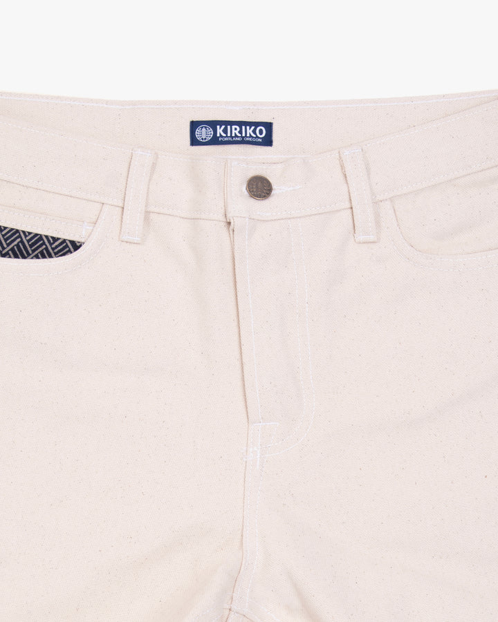 Kiriko Original Canvas Pants, US Made 12.8 oz., Cream, Small Multi
