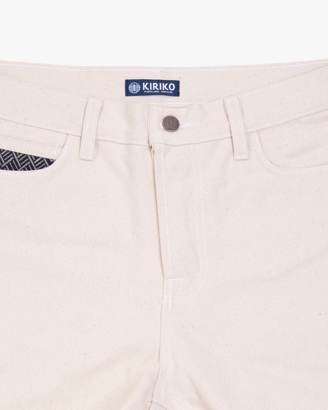 Kiriko Original Canvas Pants, US Made 12.8 oz., Cream, Small Multi