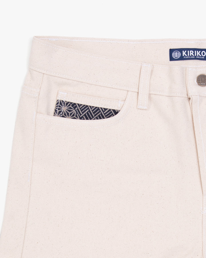 Kiriko Original Canvas Pants, US Made 12.8 oz., Cream, Small Multi