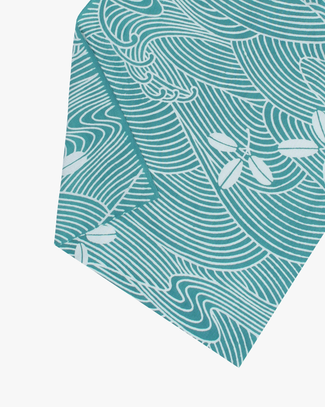 Tenugui, Chusen-Zome, Teal Leaves and Waves