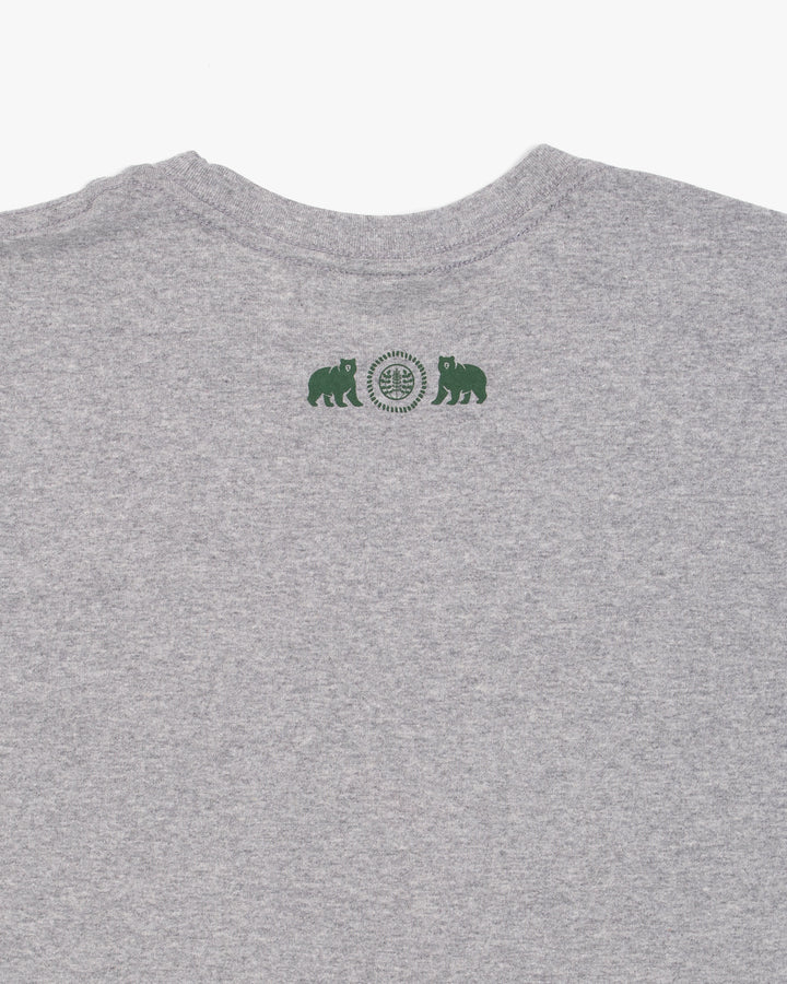 Kiriko Original Tee, 4 oz. US Made, Kuma with Embroidered Fish, Grey