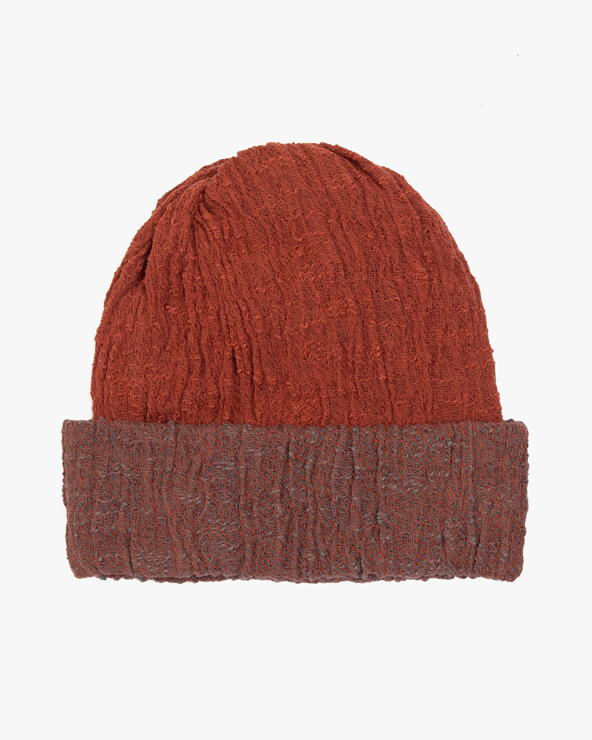 Kobo Oriza Knit Cap, Multi Functional, Cotton, Split Red and Smoke, 9˝