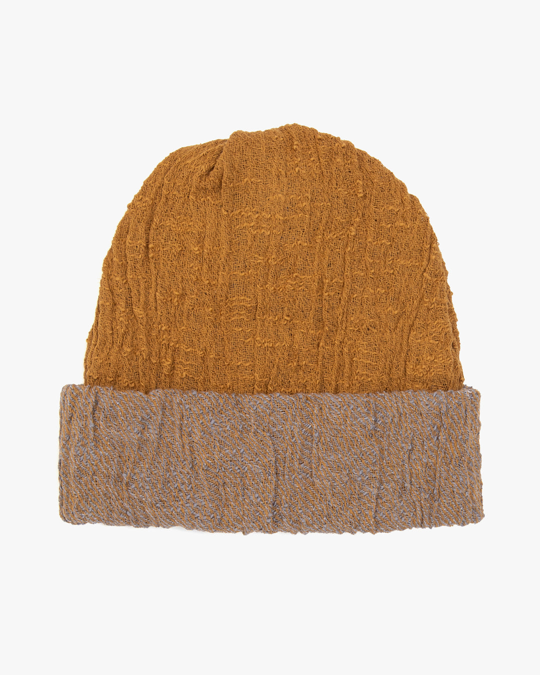 Kobo Oriza Knit Cap, Multi Functional, Cotton, Split Mustard and Dark Gray, 9˝