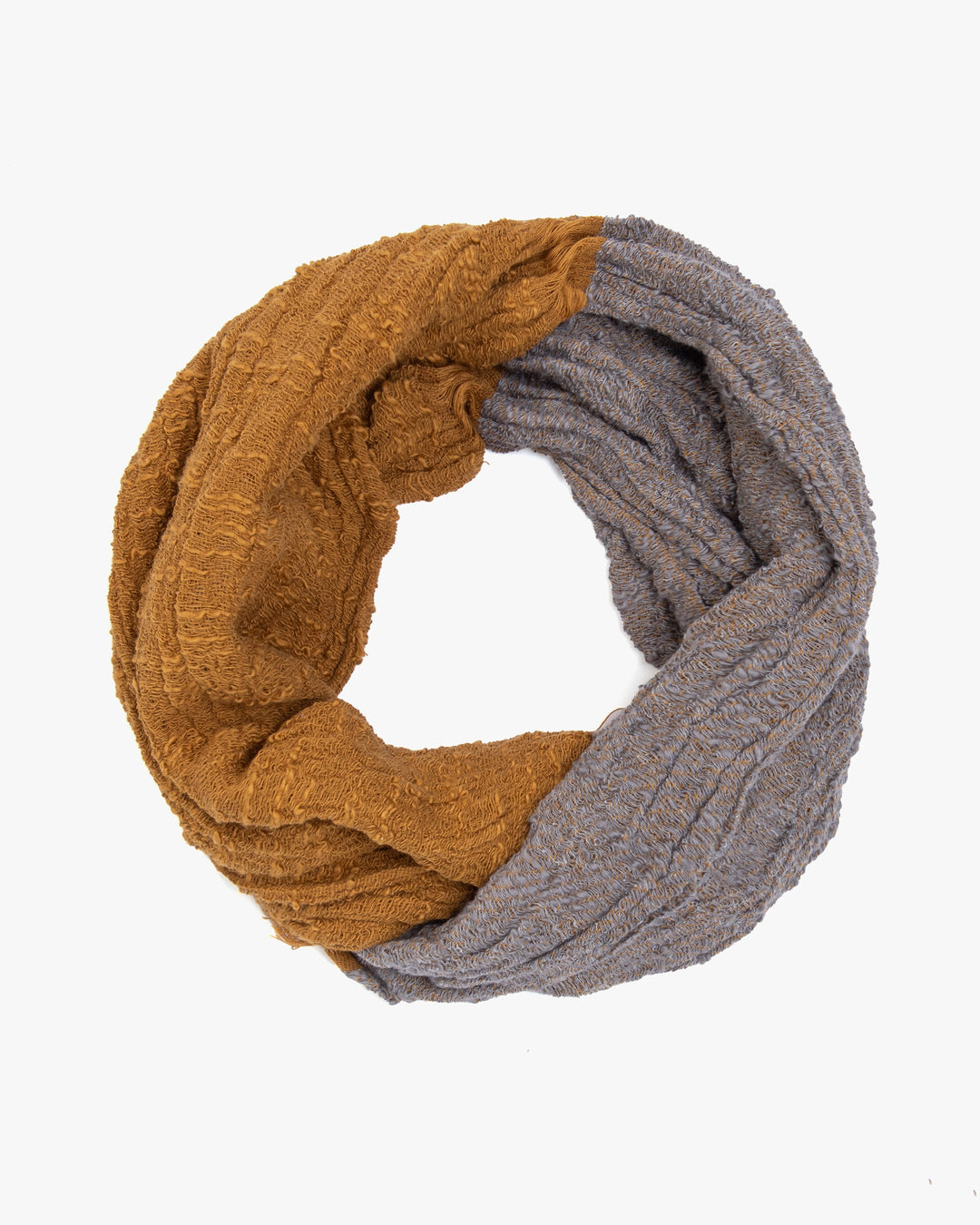 Kobo Oriza Knit Cap, Multi Functional, Cotton, Split Mustard and Dark Gray, 9˝