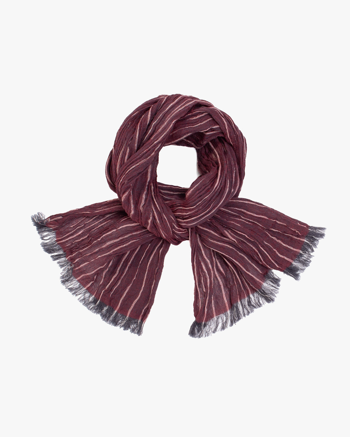 Kobo Oriza Scarf, Linen Cotton Tenugui, Wine Red