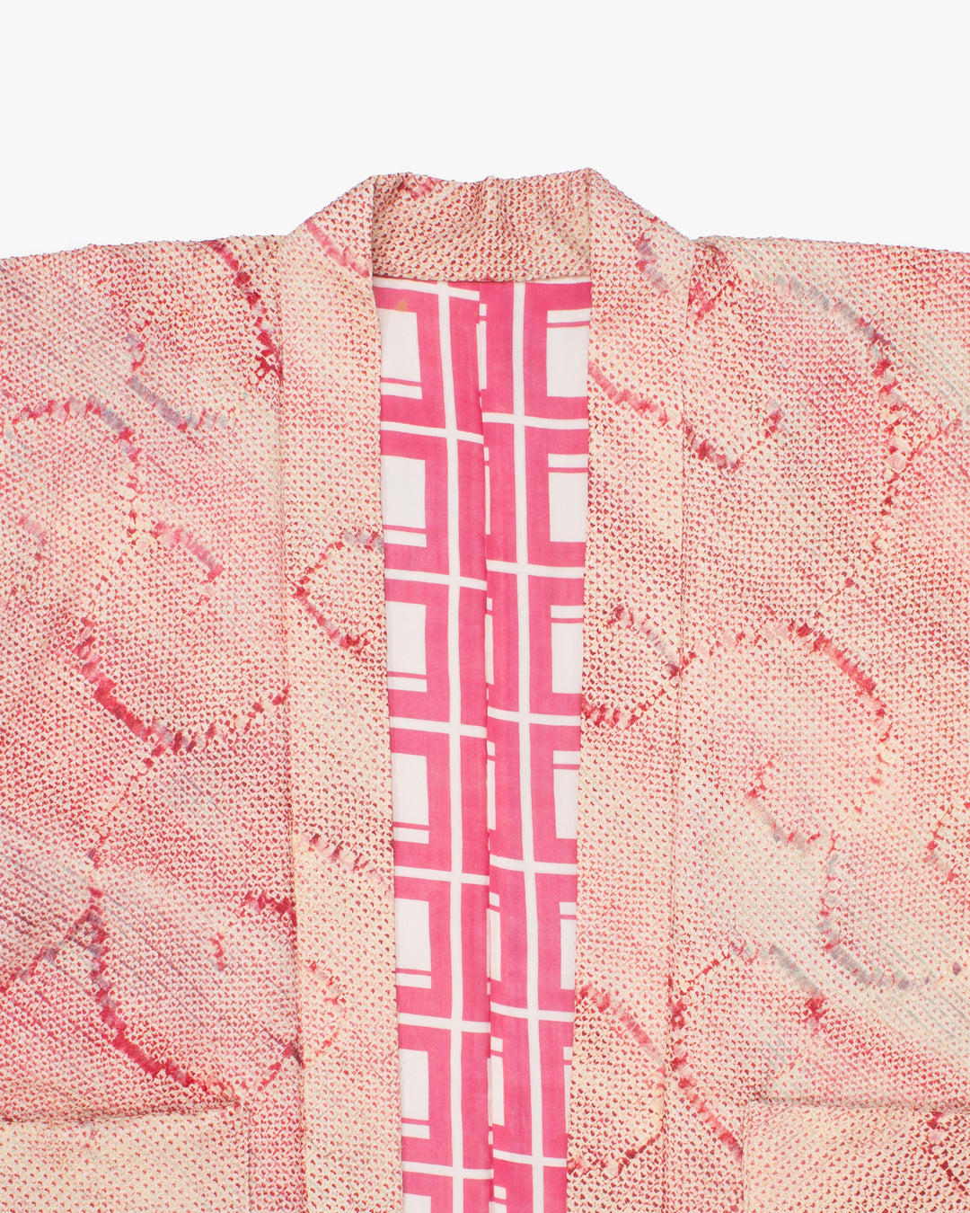 Kiriko Custom, Altered Haori Jacket, Full Shibori, Pink Karakusa