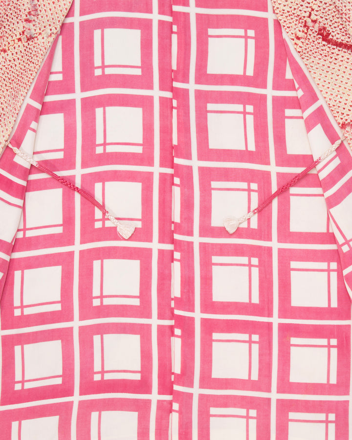Kiriko Custom, Altered Haori Jacket, Full Shibori, Pink Karakusa
