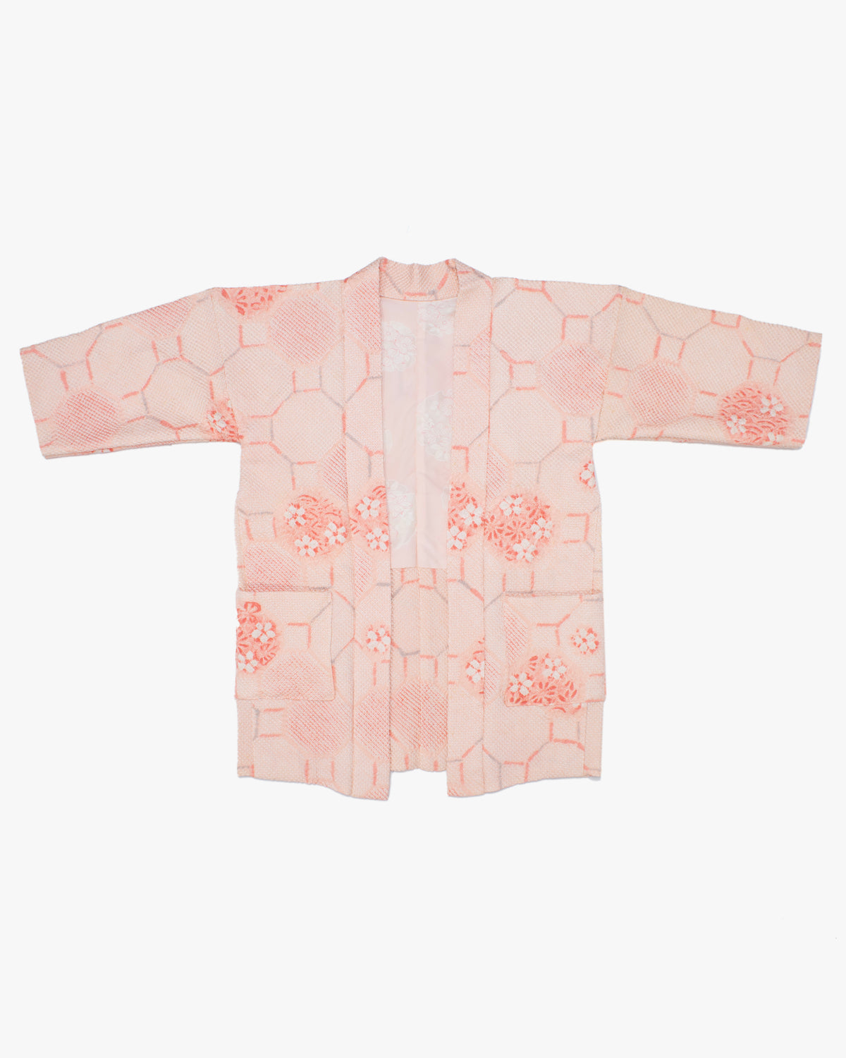 Kiriko Custom, Altered Haori Jacket, Full Shibori, Floral and Shippou Tsunagi