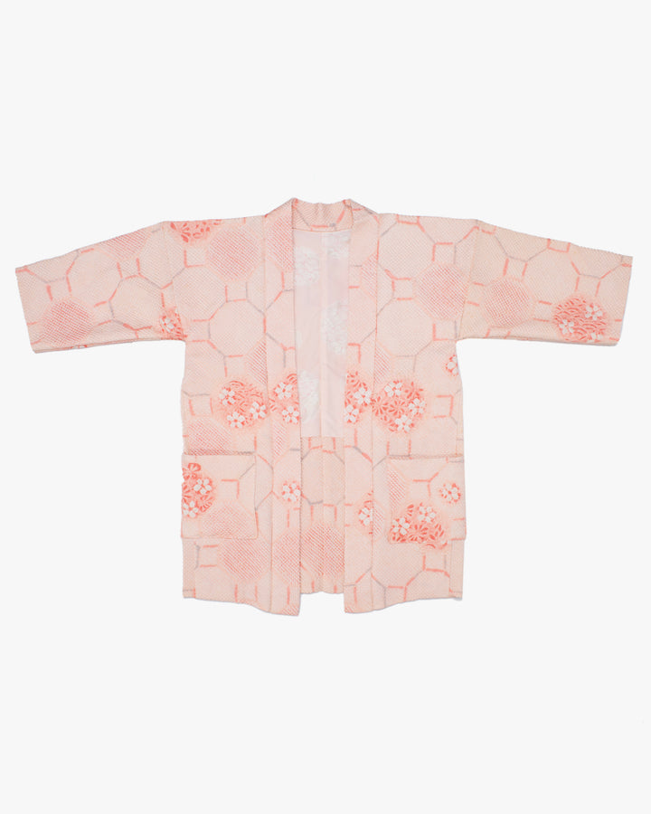 Kiriko Custom, Altered Haori Jacket, Full Shibori, Floral and Shippou Tsunagi