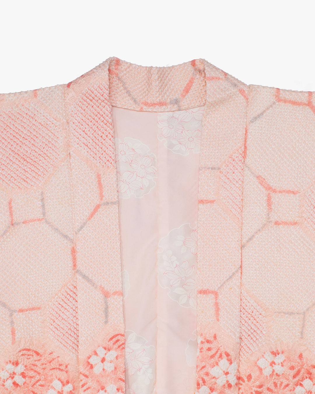 Kiriko Custom, Altered Haori Jacket, Full Shibori, Floral and Shippou Tsunagi