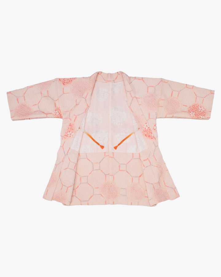 Kiriko Custom, Altered Haori Jacket, Full Shibori, Floral and Shippou Tsunagi