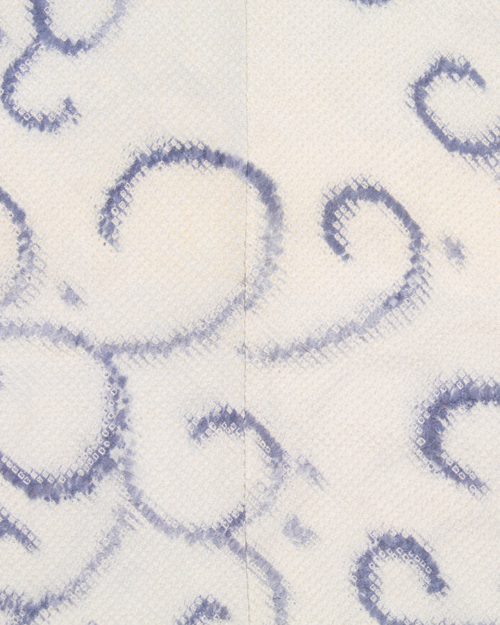 Kiriko Custom, Altered Haori Jacket, Full Shibori, Blue Karakusa Swirls