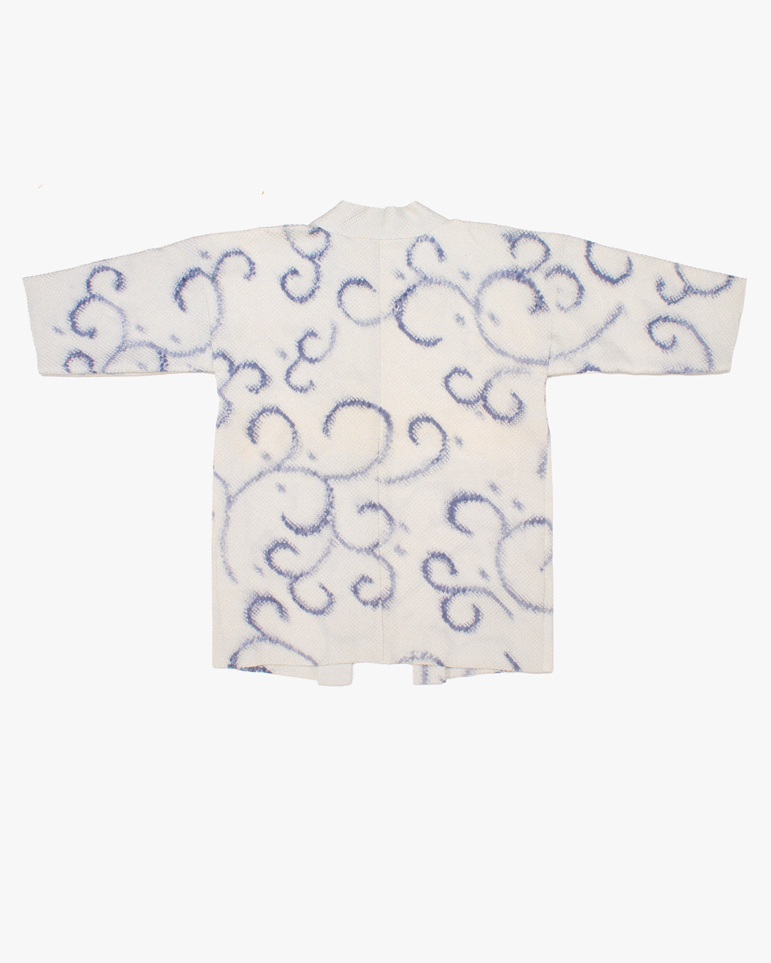 Kiriko Custom, Altered Haori Jacket, Full Shibori, Blue Karakusa Swirls