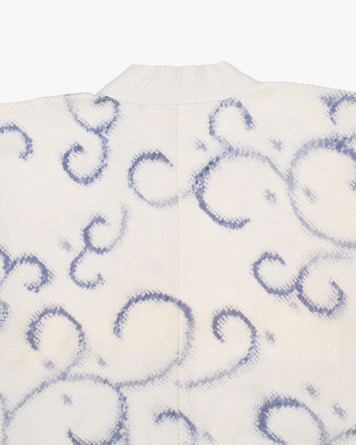 Kiriko Custom, Altered Haori Jacket, Full Shibori, Blue Karakusa Swirls