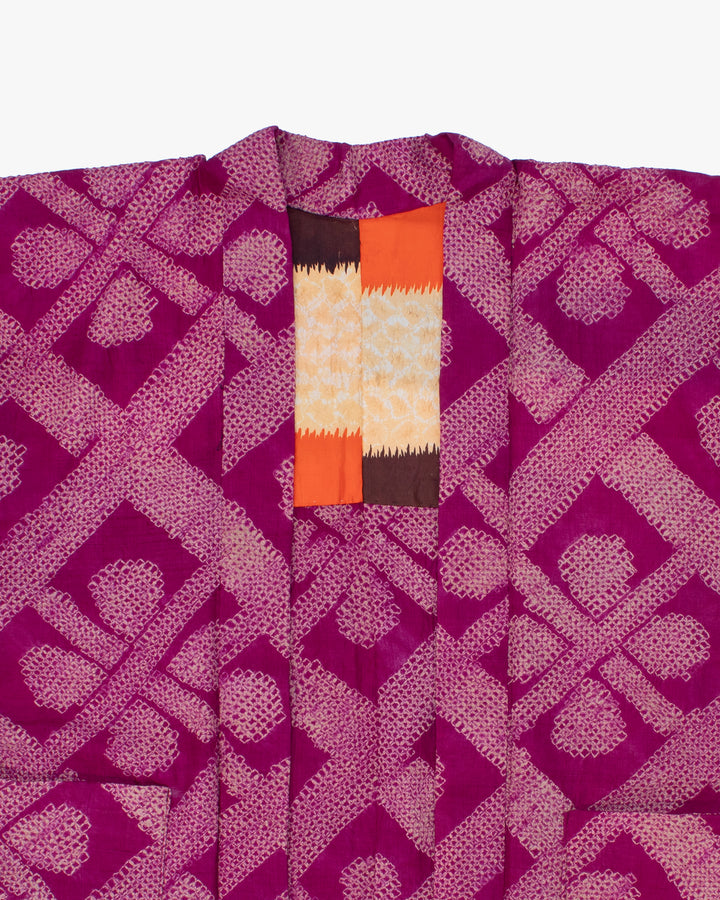 Kiriko Custom, Altered Haori Jacket, Full Shibori, Hanabishi