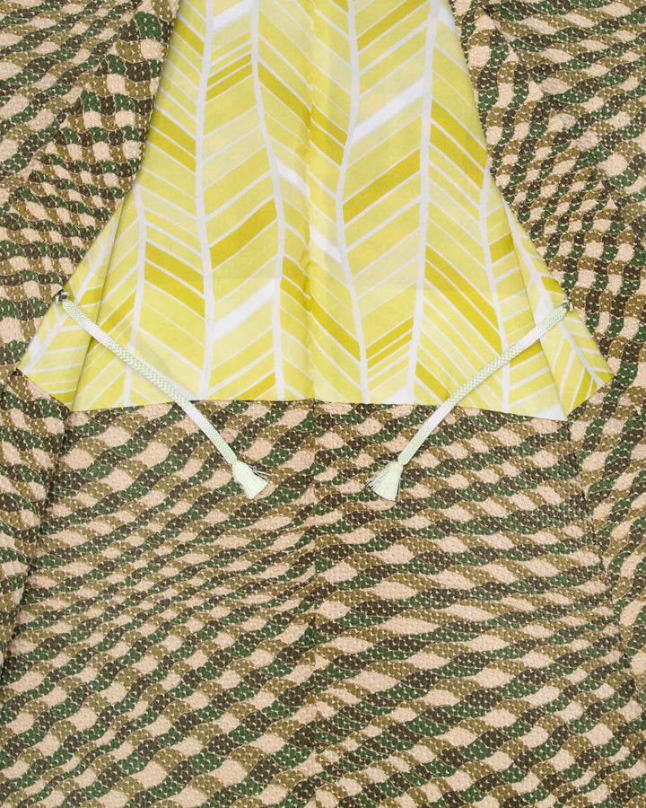 Kiriko Custom, Altered Haori Jacket, Full Shibori, Abstract Green Field