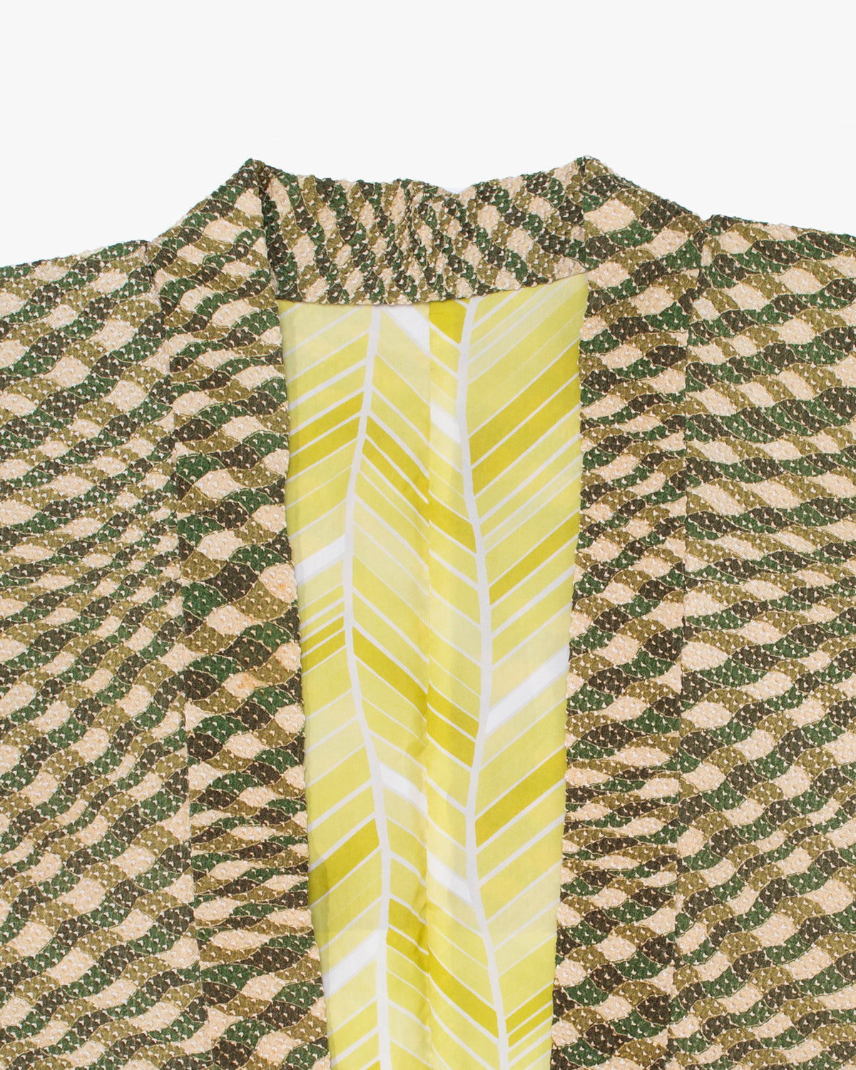 Kiriko Custom, Altered Haori Jacket, Full Shibori, Abstract Green Field