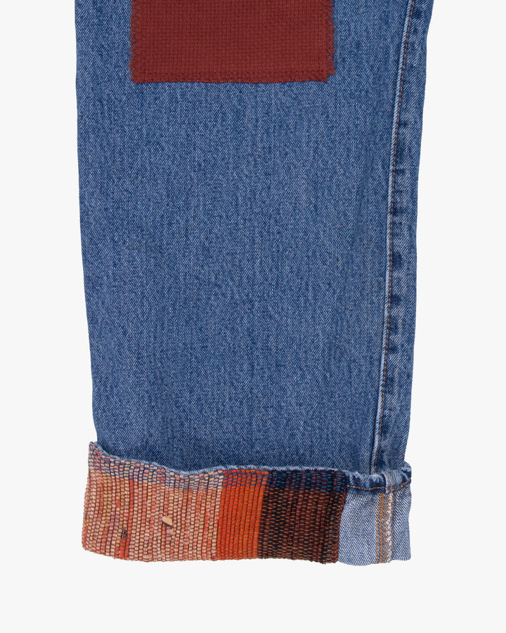 Kiriko Custom Denim Jeans, Patched Vintage Maekake and Sashi-ori, Levi&