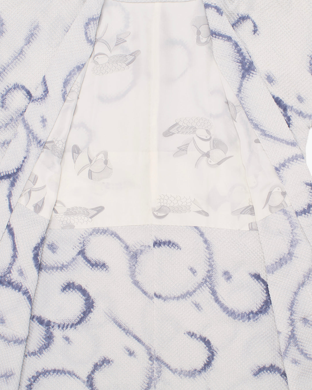 Kiriko Custom, Altered Haori Jacket, Full Shibori, Blue Karakusa Swirls
