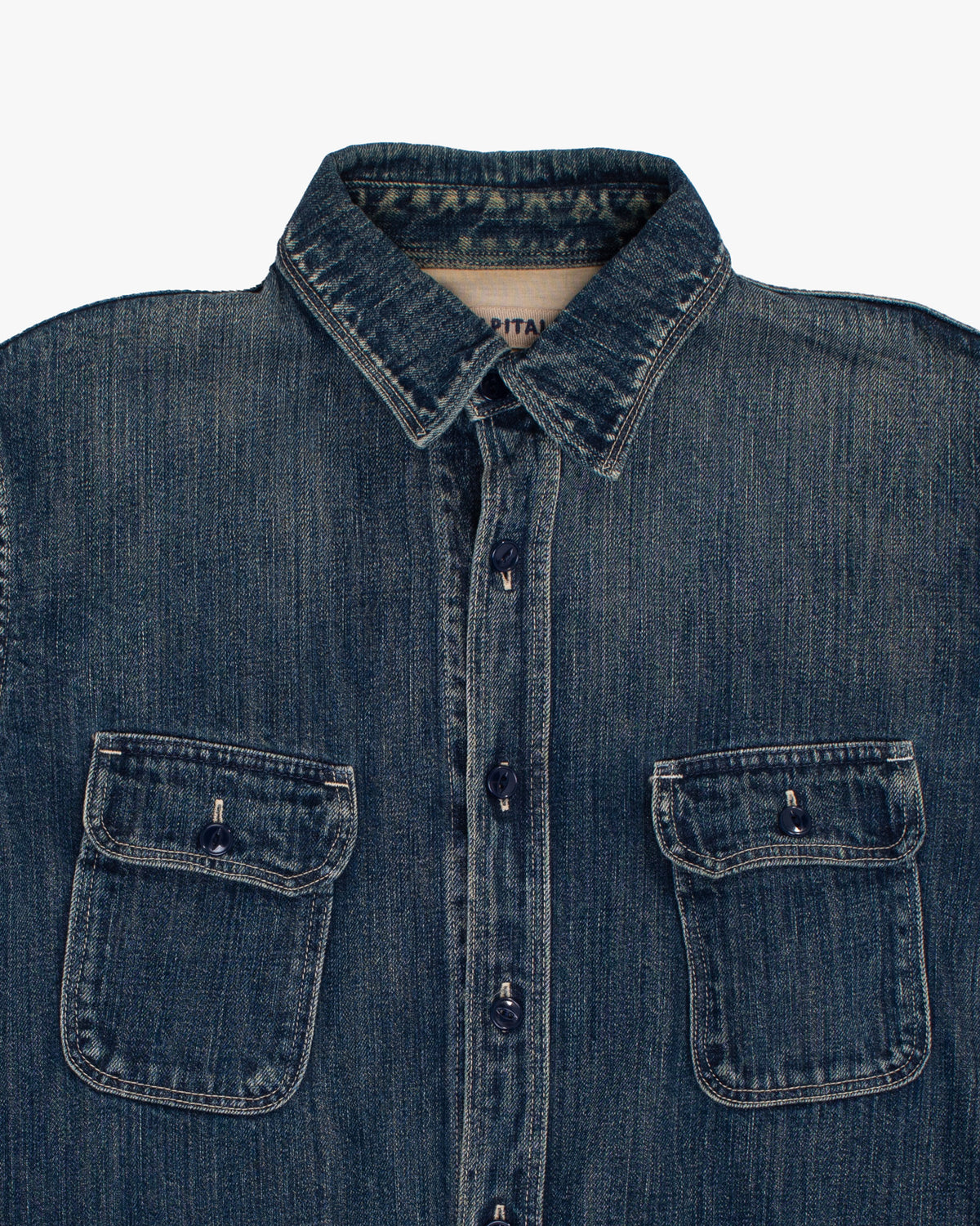 Japanese Repro Denim Jacket, L, Kapital, Medium Wash with Navy Buttons