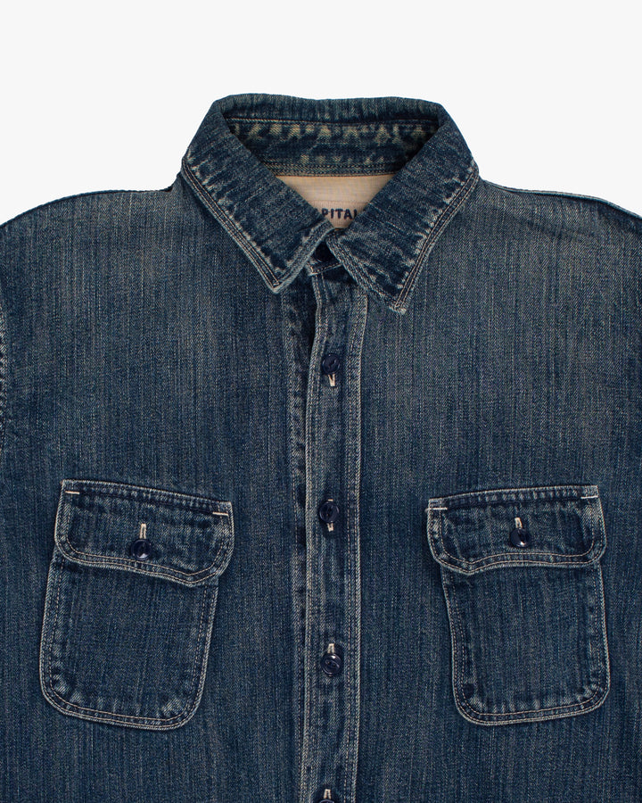 Japanese Repro Denim Jacket, L, Kapital, Medium Wash with Navy Buttons