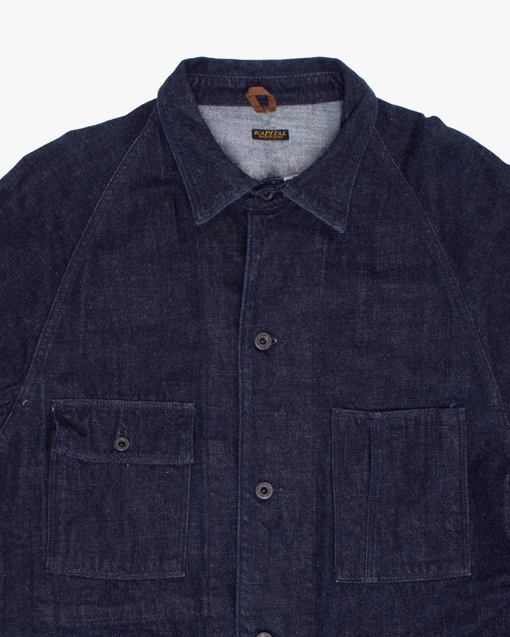Japanese Repro Denim Chore Coat, XL, Kapital, Dark Wash with Metal Buttons