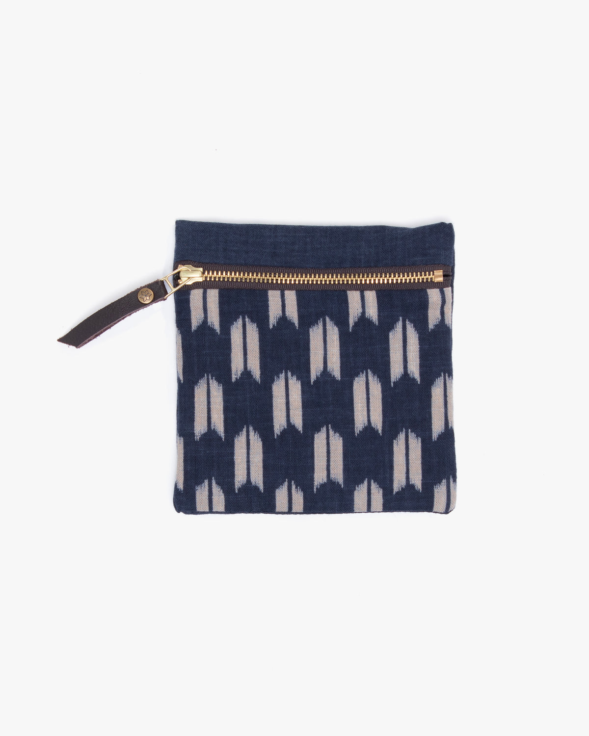 Kiriko Original Flat Small Zipper Pouch, Two Tone Indigo Yagasuri