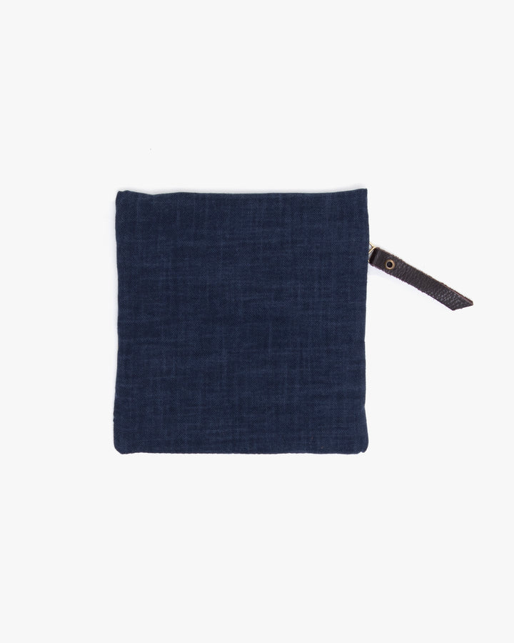 Kiriko Original Flat Small Zipper Pouch, Two Tone Indigo Usagi