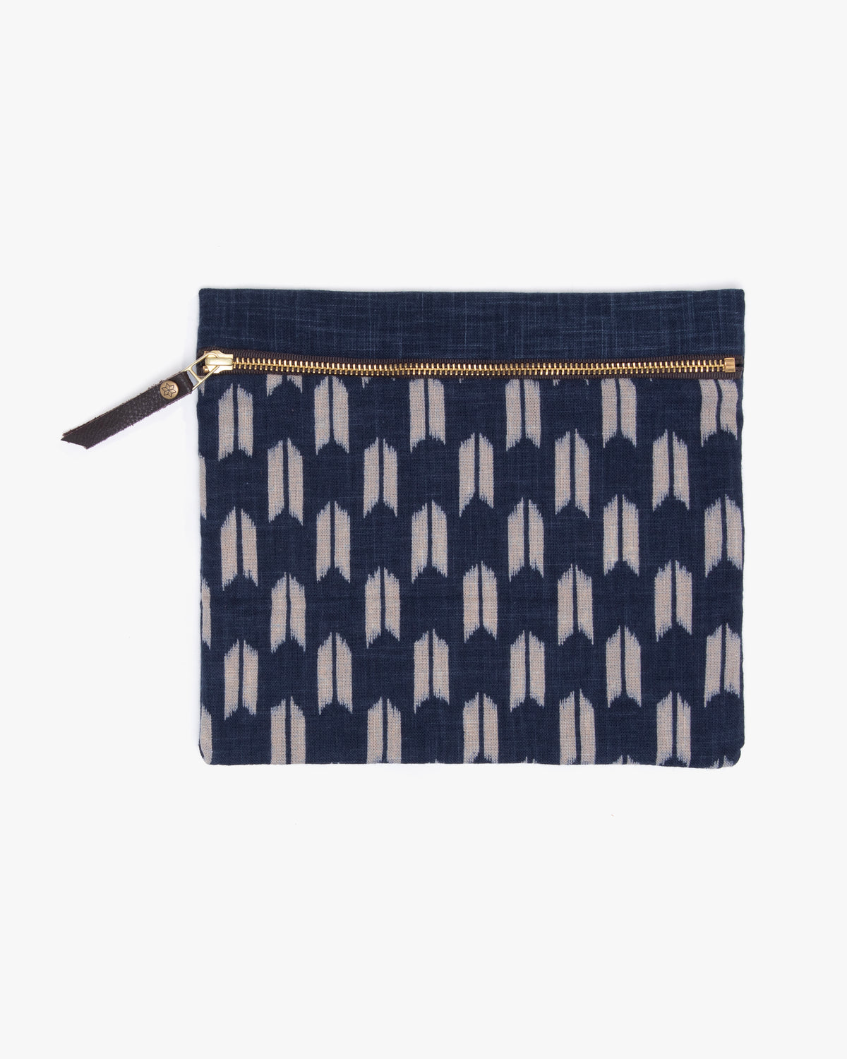 Kiriko Original Flat Medium Zipper Pouch, Two Tone Indigo Yagasuri
