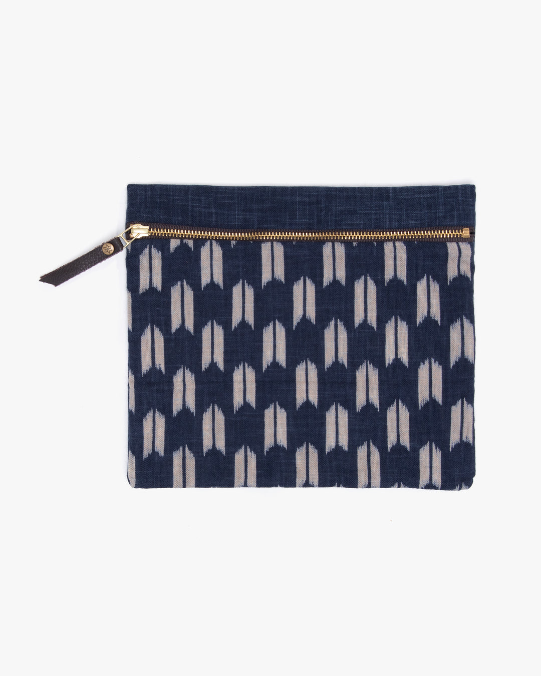 Kiriko Original Flat Medium Zipper Pouch, Two Tone Indigo Yagasuri