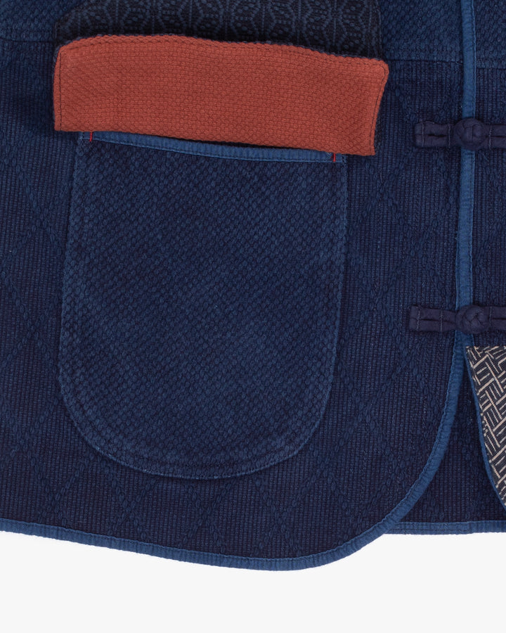 Kiriko Custom Patched Sashiko Mandarin Collar Jacket