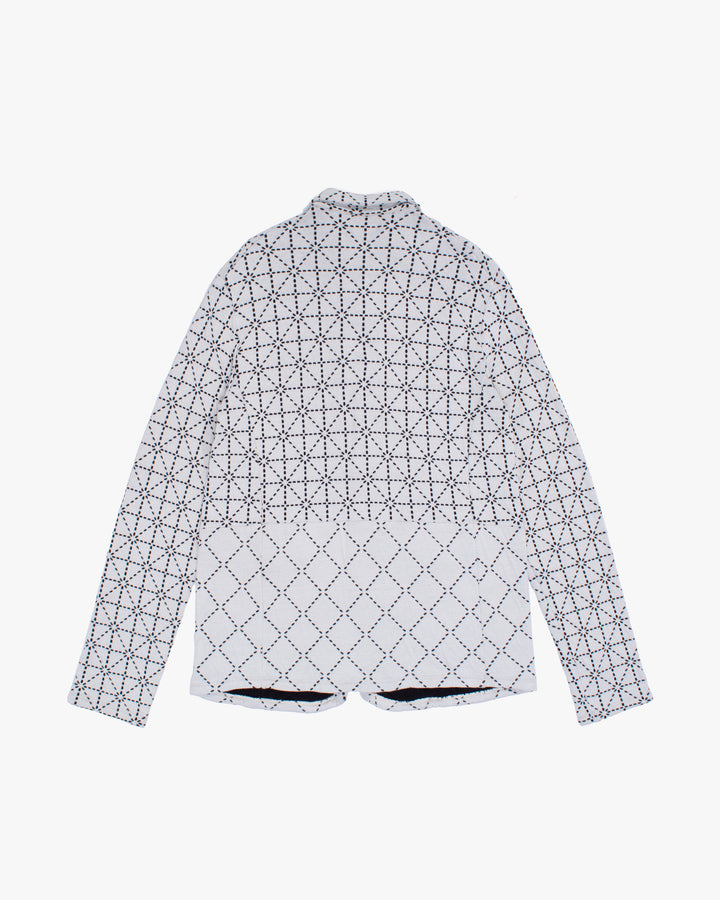 Japanese Repro Chore Coat, XL, Kapital, White with Black Geometric Pattern
