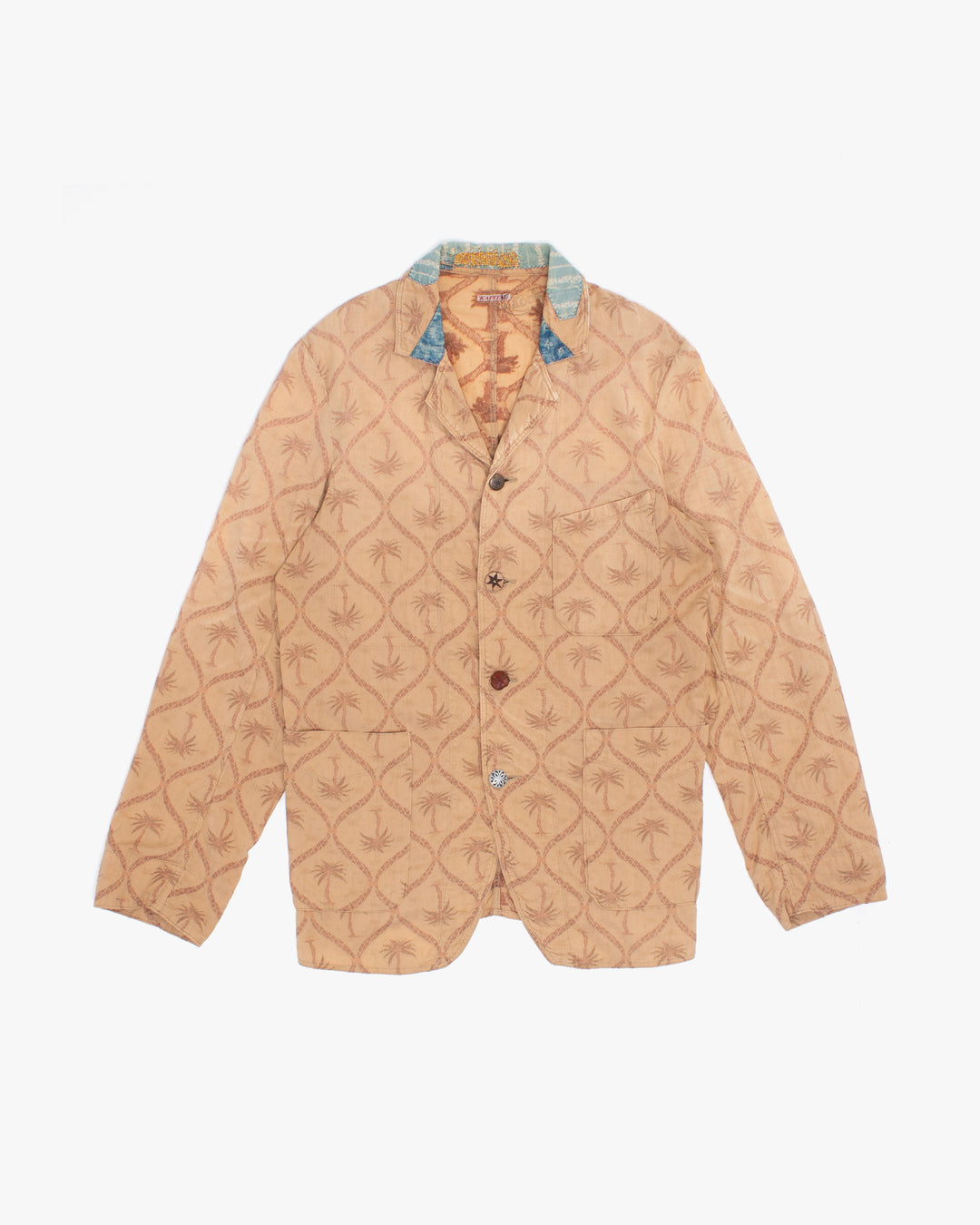 Japanese Repro Shirt, L, Kapital, Burnt Orange with Palm Trees