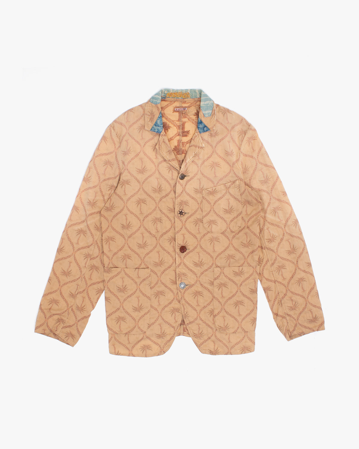 Japanese Repro Shirt, L, Kapital, Burnt Orange with Palm Trees