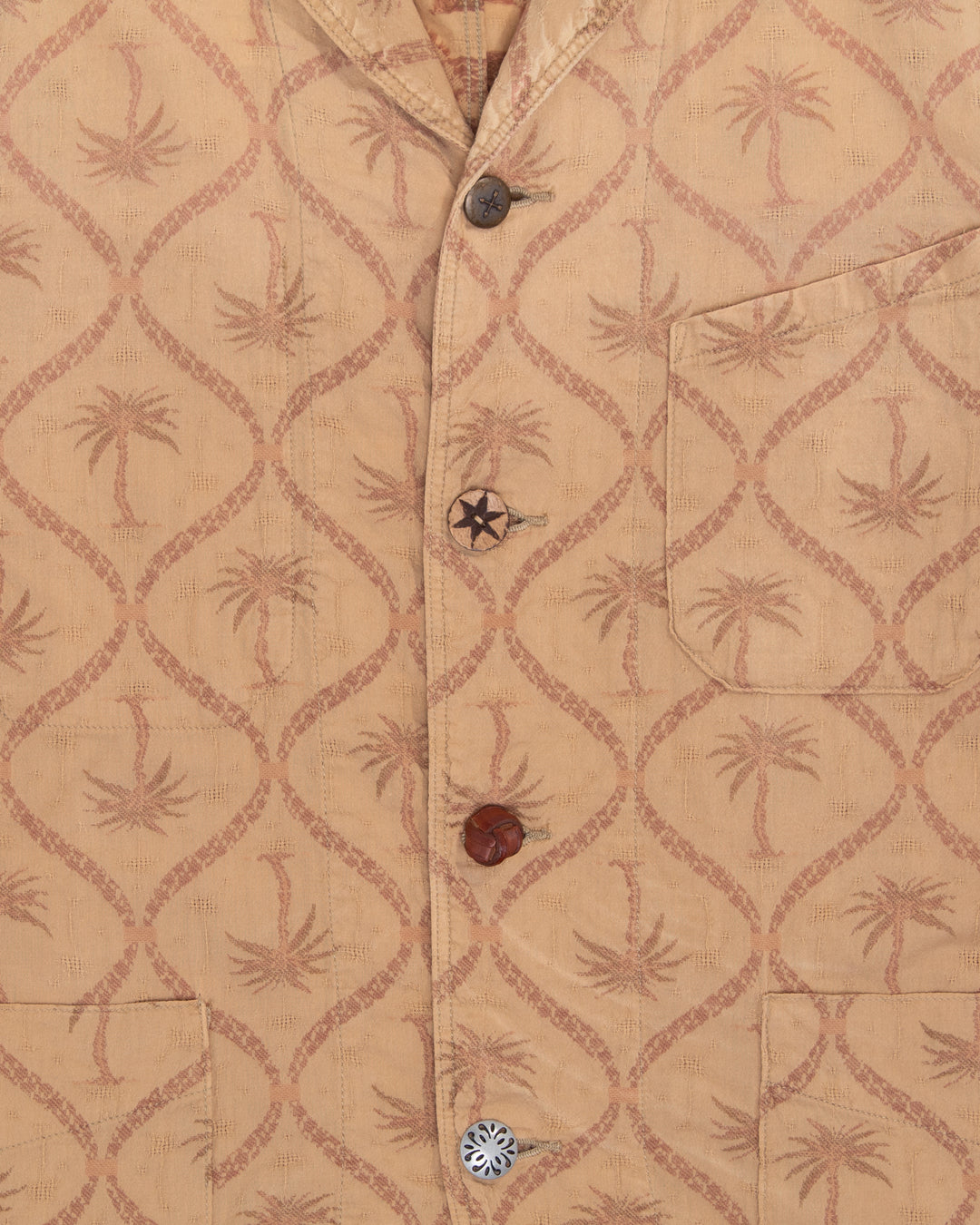 Japanese Repro Shirt, L, Kapital, Burnt Orange with Palm Trees