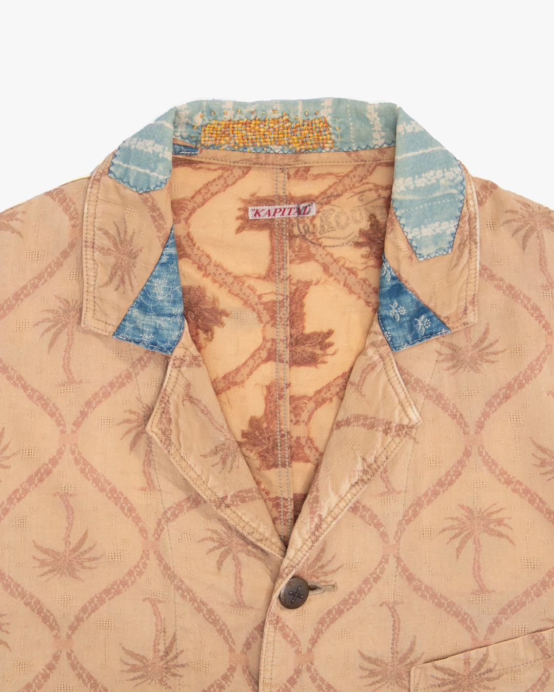 Japanese Repro Shirt, L, Kapital, Burnt Orange with Palm Trees