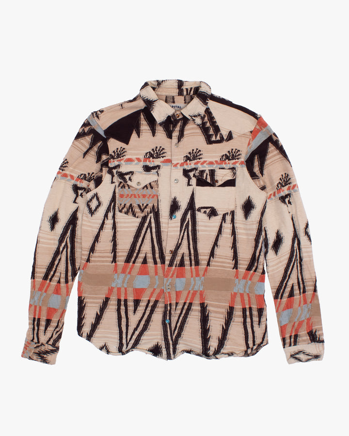 Japanese Repro Shirt, XL, Kapital, Cream with Geometric Details
