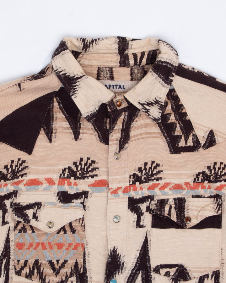 Japanese Repro Shirt, XL, Kapital, Cream with Geometric Details