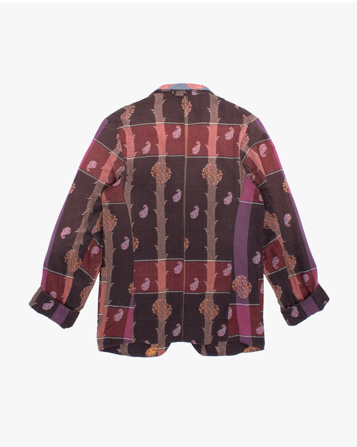 Japanese Repro Shirt, M, Kapital, Striped Red and Brown with Paisley Details