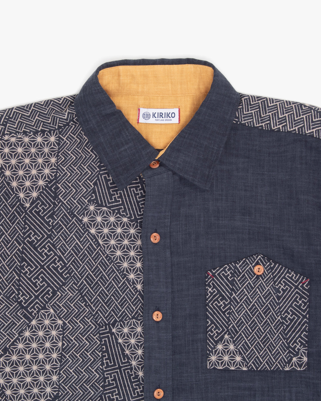Kiriko Original Button-Up Shirt, Long Sleeve, Indigo Split Small Multi