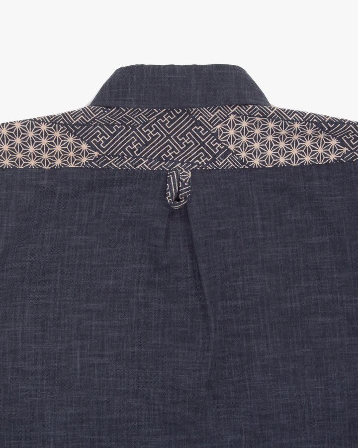 Kiriko Original Button-Up Shirt, Long Sleeve, Indigo Split Small Multi